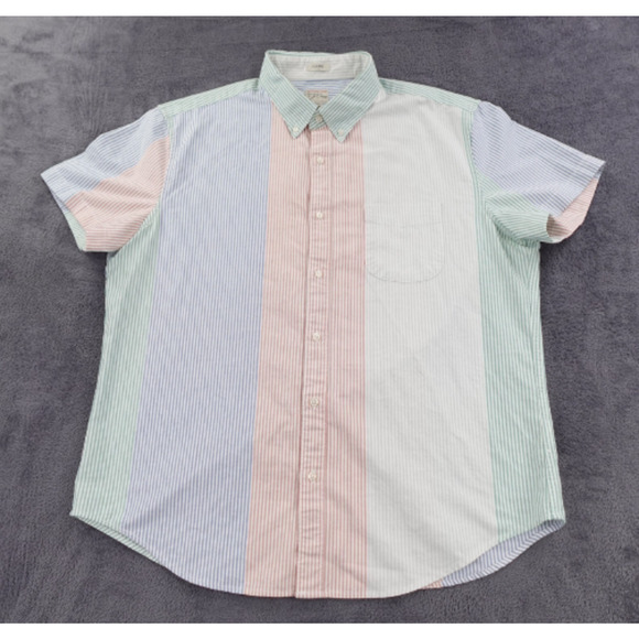 J Crew Shirt Men XL Multi Stripe Pastel Button Down Classic Summer Casual Preppy - Picture 1 of 11
